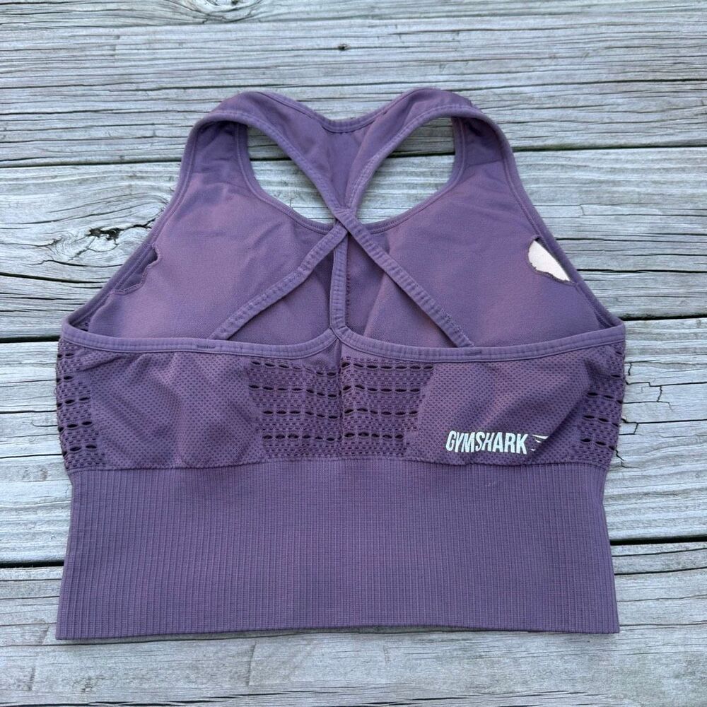Gymshark Sport Bra Small High Neck Purple Athletic Seamless - Picture 3 of 3